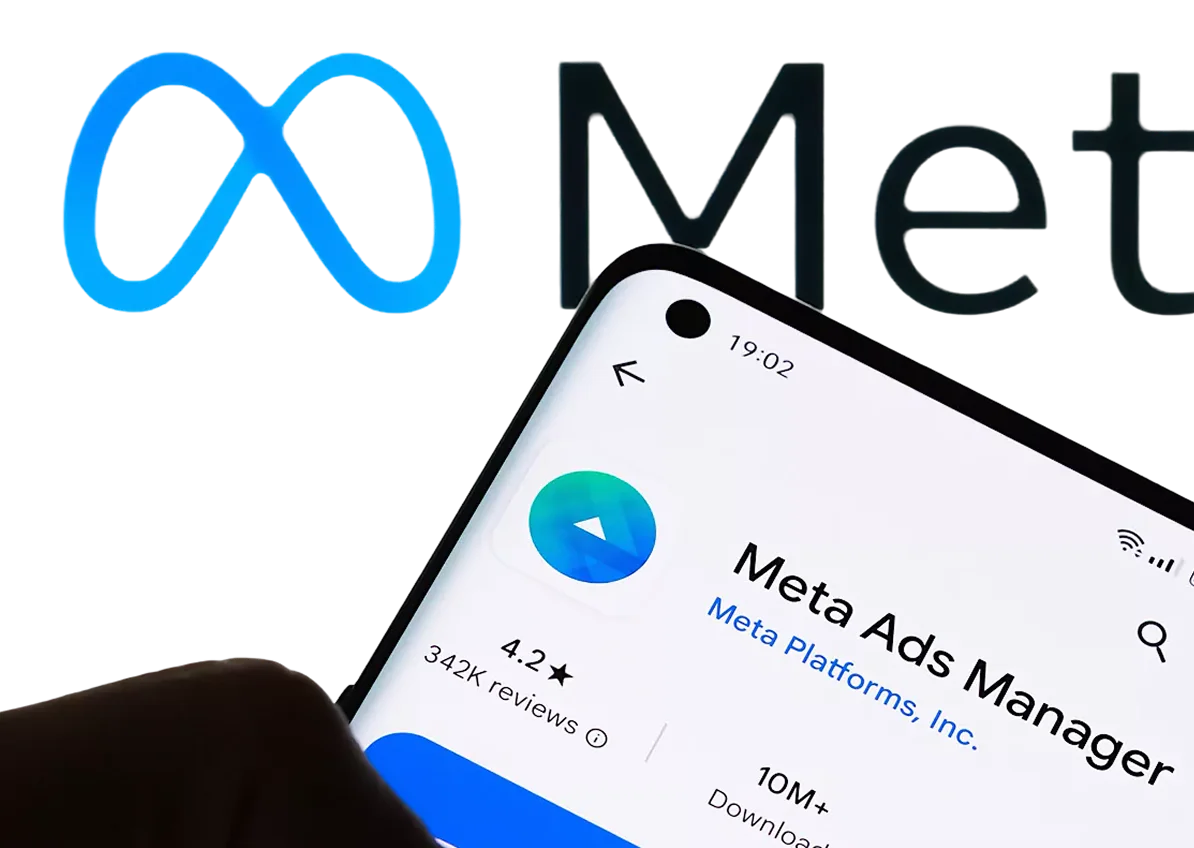 Интерфейс приложения Meta Ads Manager на экране смартфона